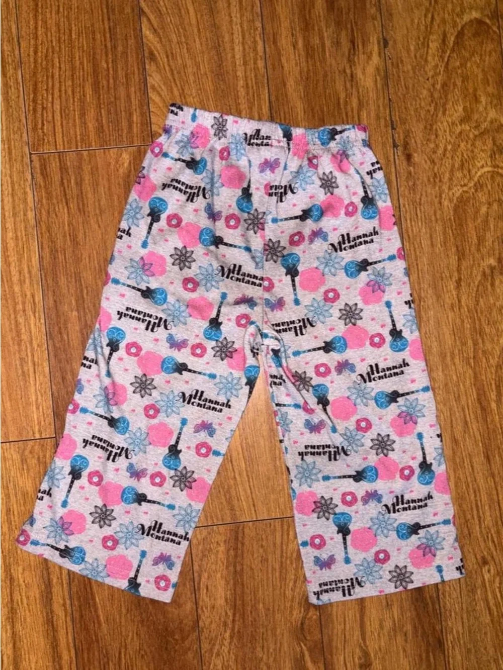 Hannah Montana pink, blue, and gray pajama pants